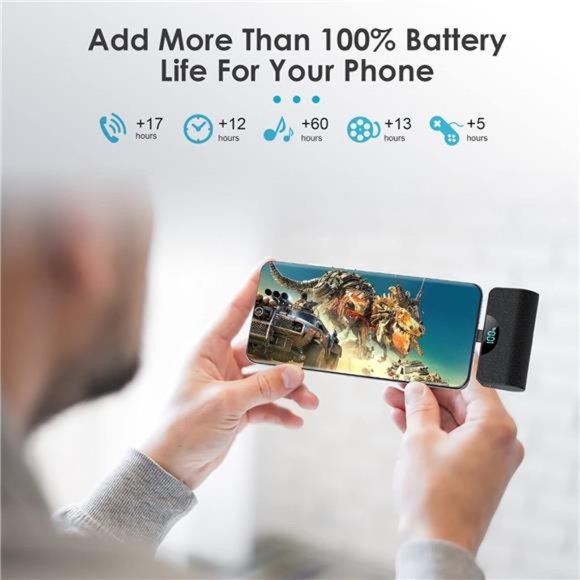 [2 Pack] Mini Portable Charger USB-C Power Bank 5200mAh - Picture 4 of 7